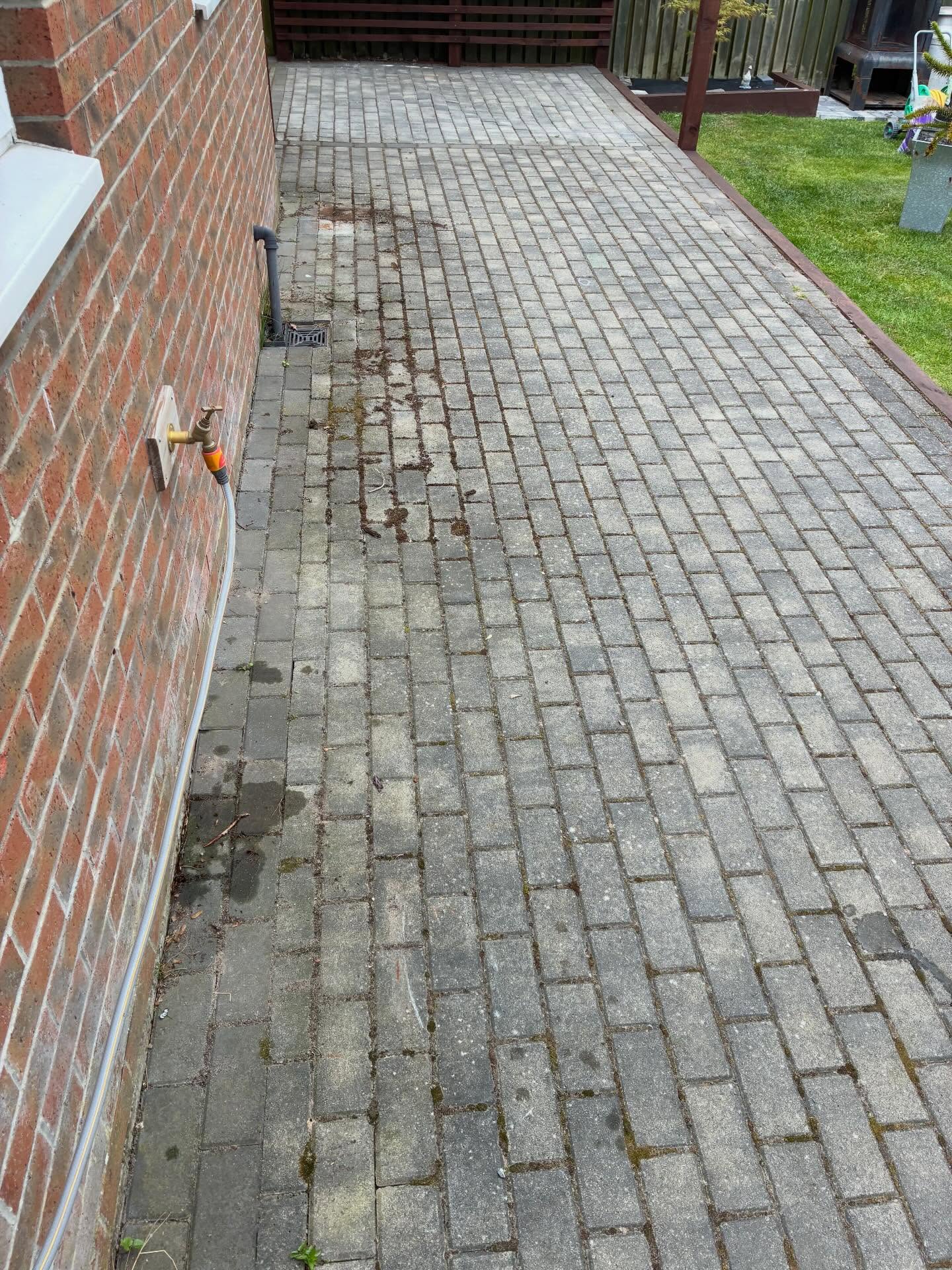 Exterior driveway surface ready for cleaning
